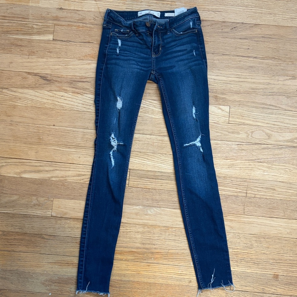 Hollister Dark Blue Distressed Skinny Jeans